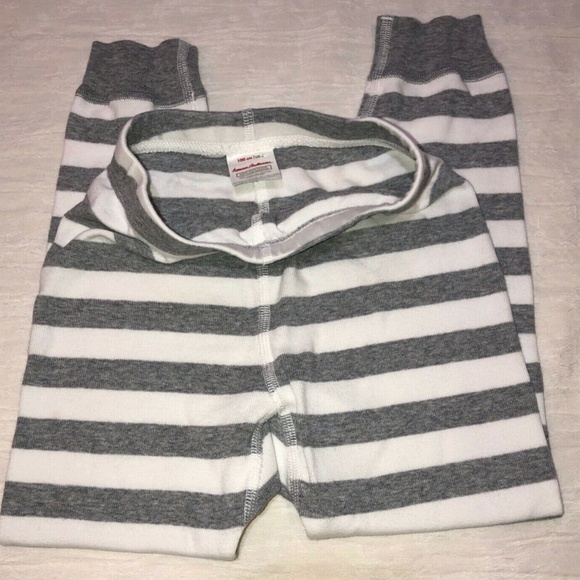 Hanna Andersson Pajama Bottoms Only Striped Size 4 100 cm Organic Peru Gray/Wht - Picture 1 of 4